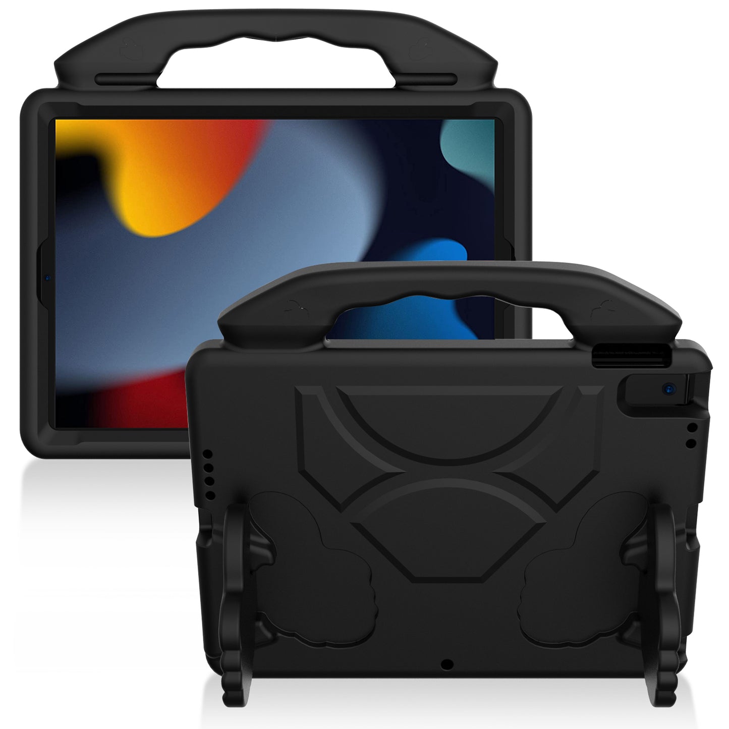 Case for Samsung Galaxy Tab A (8.0 inch) T290,T295 Hybrid Shockproof Thumbs Up Kickstand Rubber TPU Kid-Friendly Bumper Tablet Black Tablet Cover