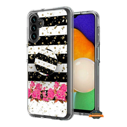For Samsung Galaxy A13 5G Elegant Pattern Design Bling Glitter Hybrid Cases with Ring Stand Pop Up Finger Holder Kickstand  Phone Case Cover