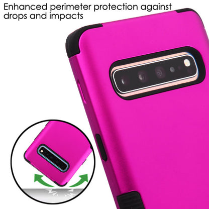 For Samsung Galaxy S10 5G (6.7") Hybrid Three Layer Hard PC Shockproof Heavy Duty TPU Rubber Anti-Drop Pink Phone Case Cover