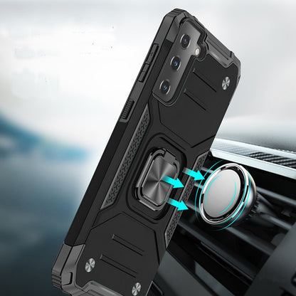 For Samsung Galaxy S10 Armor Hybrid with Ring Stand Holder Kickstand Shockproof Heavy-Duty Durable Rugged 2in1 Black Phone Case Cover