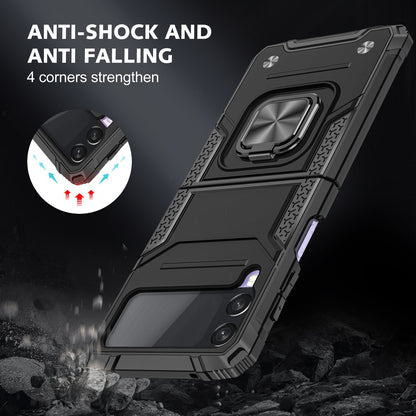For Samsung Galaxy Z Flip 3 5G Armor Hybrid with Ring Holder Kickstand Shockproof Heavy-Duty Durable Rugged Dual Layer  Phone Case Cover