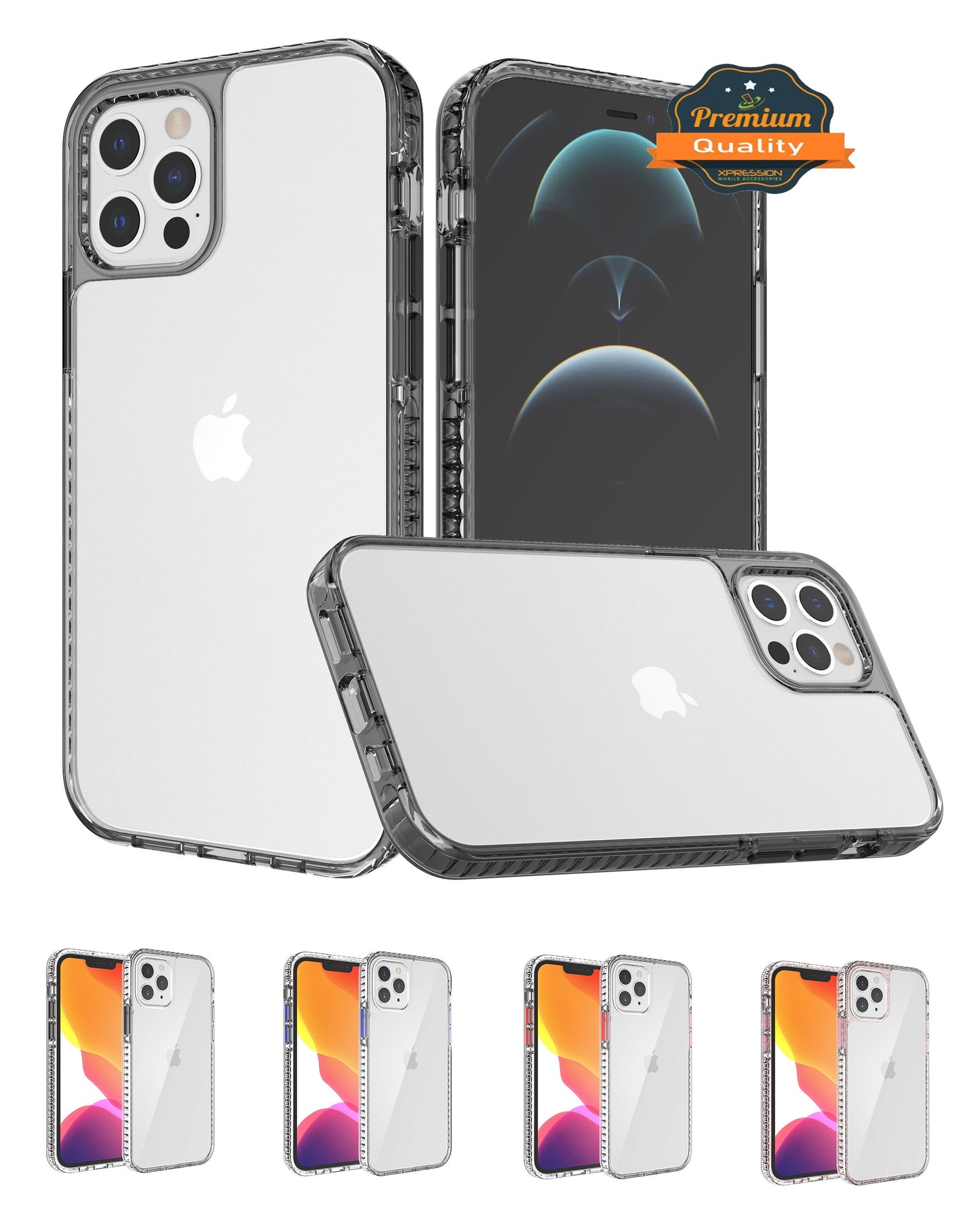 For Samsung Galaxy S22 Crystal Transparent Rugged Shockproof Hybrid PC Colorful Buttons Military Grade Protection Back  Phone Case Cover