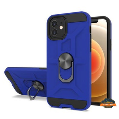 For TCL REVVL V Plus 5G Hybrid Ring Stand [360° Rotatable Ring Holder Magnetic Kickstand] Shockproof Hard Rubber TPU Blue Phone Case Cover