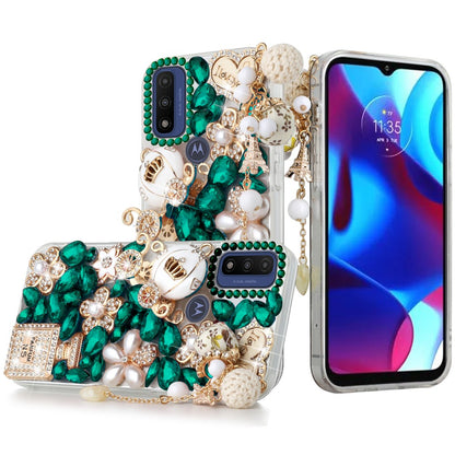 For Motorola Moto G Power 2022 Bling Clear Crystal 3D Full Diamonds Luxury Sparkle Transparent Rhinestone Hybrid Bumper  Phone Case Cover