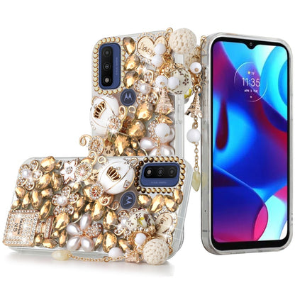 For Motorola Moto G Pure Bling Clear Crystal 3D Full Diamonds Luxury Sparkle Transparent Rhinestone Hybrid Bumper  Phone Case Cover