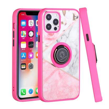 For Apple iPhone 13 /Pro Max Mini Unique Marble Design with Magnetic Ring Kickstand Holder Hybrid TPU Hard PC Shockproof Armor Bumper  Phone Case Cover
