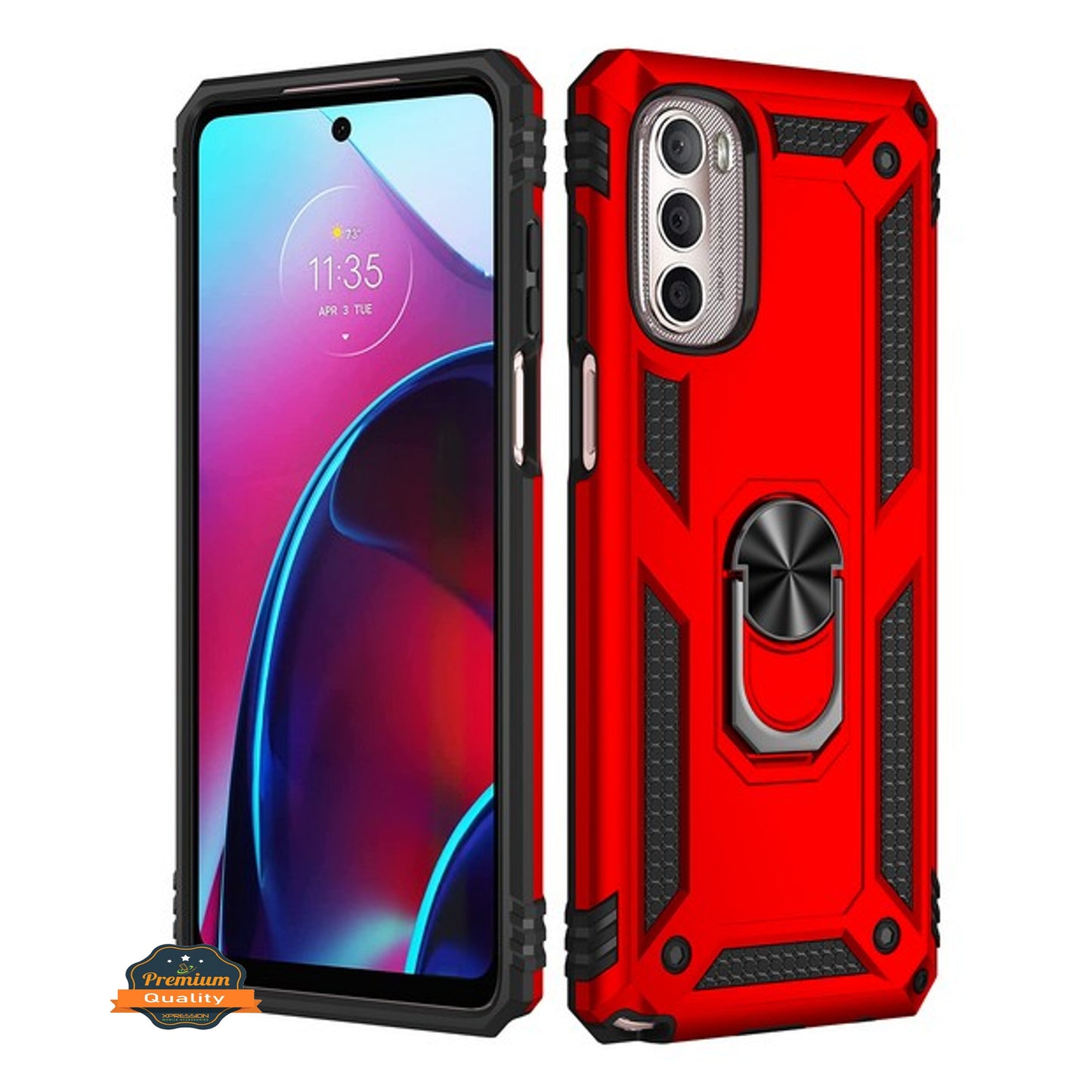 For Motorola Moto G Stylus 5G 2022 Shockproof Hybrid Dual Layer with Ring Stand Metal Kickstand Heavy Duty Armor Shell  Phone Case Cover