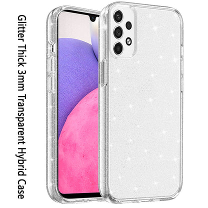 For Samsung Galaxy A33 5G Transparent Crystal Glitter Shiny Sparkle Bling TPU Rubber Hard PC Hybrid Armor Frame Shockproof  Phone Case Cover