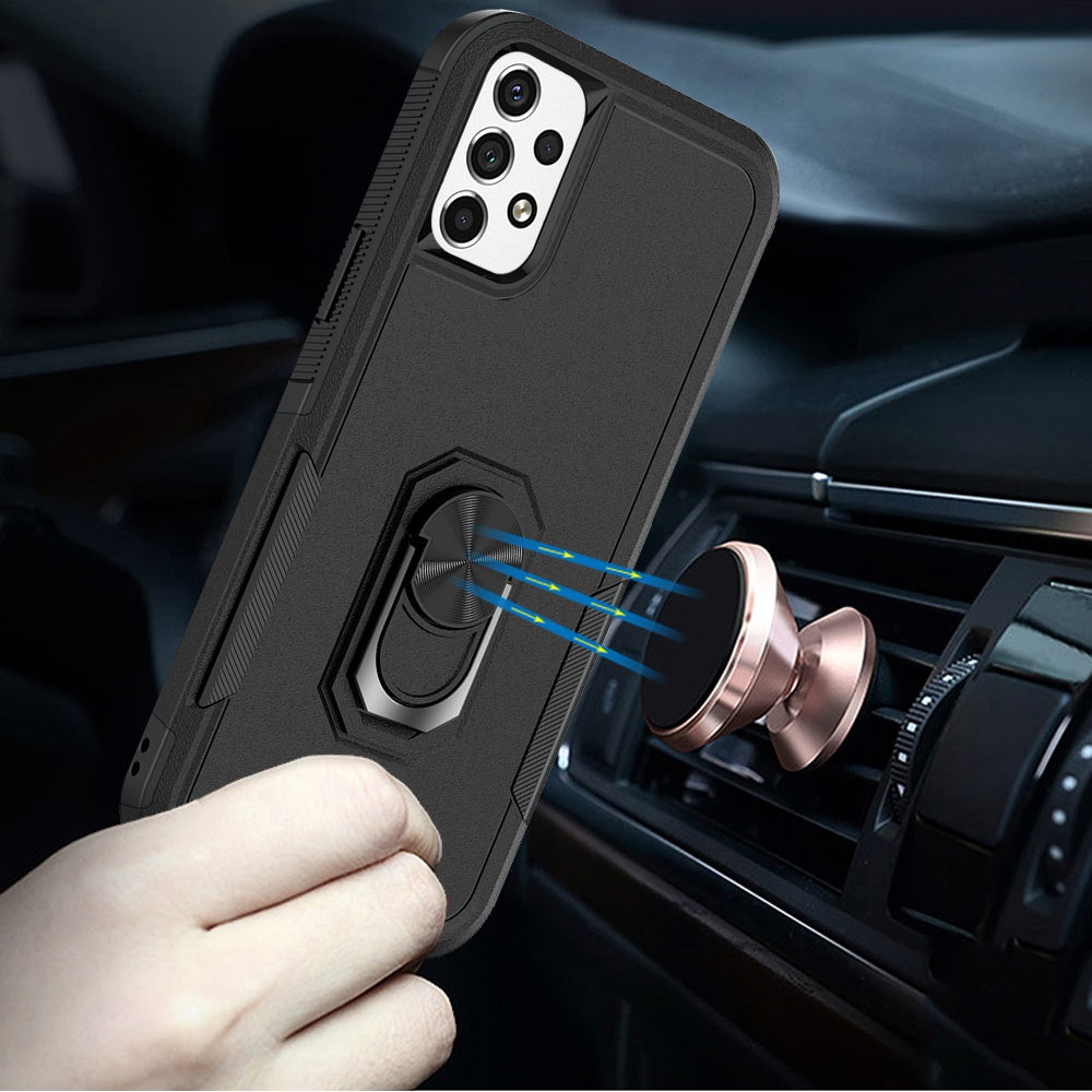 For Samsung Galaxy A23 5G Hybrid Rugged Hard Drop-Proof 3 Layer Protection Military Grade Armor with Metal Ring Stand  Phone Case Cover
