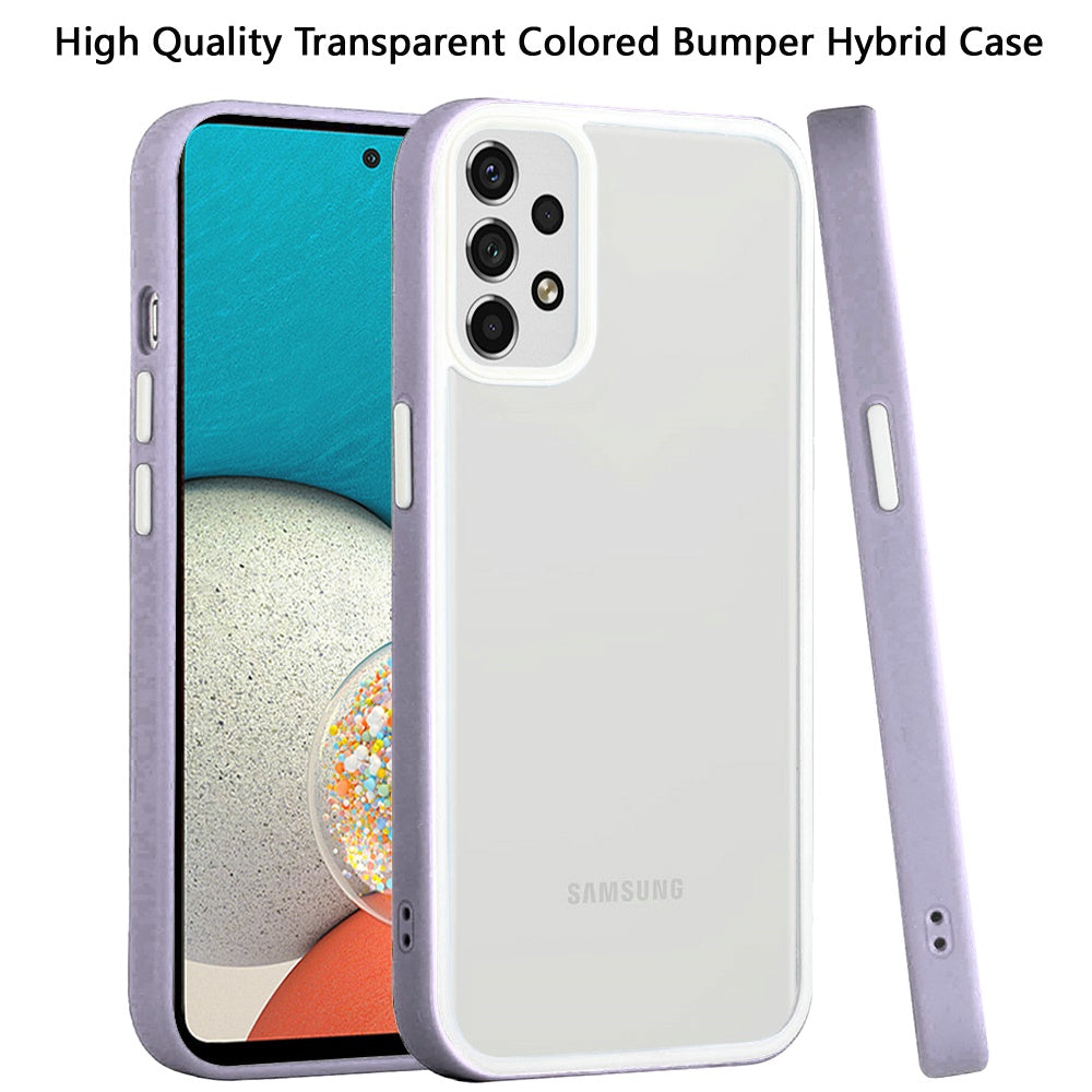 For Samsung Galaxy A53 5G Hybrid Transparent Colored Frame Bumper Hard Back Shockproof Slim TPU Silicone Protective  Phone Case Cover