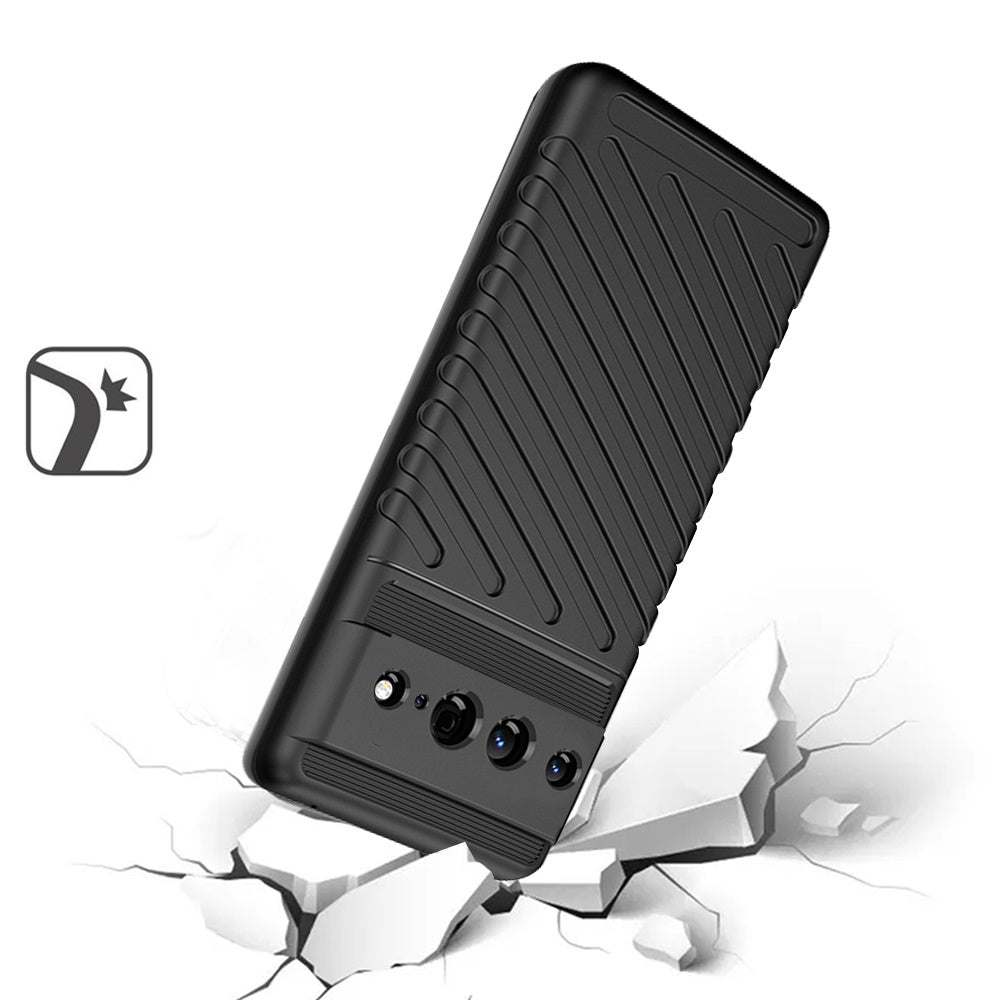 For Google Pixel 7 Rugged Hybrid Hard Silicone Gel TPU 3.5mm Bumper Texture Shockproof Anti Slip Protective Stylish Slim Black Phone Case Cover