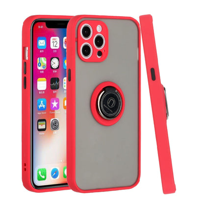 For Apple iPhone 14 (6.1") Hybrid Protective PC & TPU Shockproof with 360° Rotation Ring Metal Stand & Covered Camera  Phone Case Cover