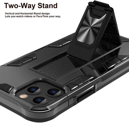 For Apple iPhone 14 (6.1") Built-in Slide Kickstand Shockproof Armor Heavy Duty Dual Layer [Military Grade] Rugged Bumper  Phone Case Cover