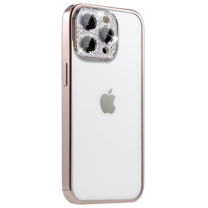 For Apple iPhone 14 /Plus Pro Max Clear Transparent with Color Frame & Diamond Bling Full Camera Lens Raised  Phone Case Cover