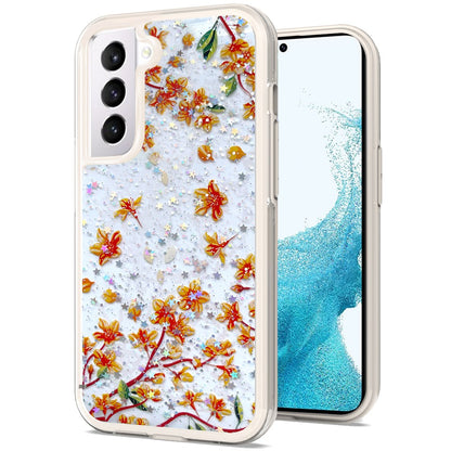 For Apple iPhone 13 Pro Max (6.7") Sakura Spring Flowers Design Colorful Frame Hybrid Rubber TPU Hard PC Shockproof Slim  Phone Case Cover