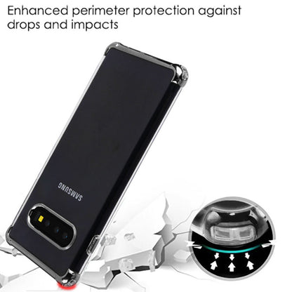 For Samsung Galaxy S10 (6.1") Slim Hybrid Transparent Rubber Gummy Hard PC Silicone Electroplating Clear / Black Phone Case Cover