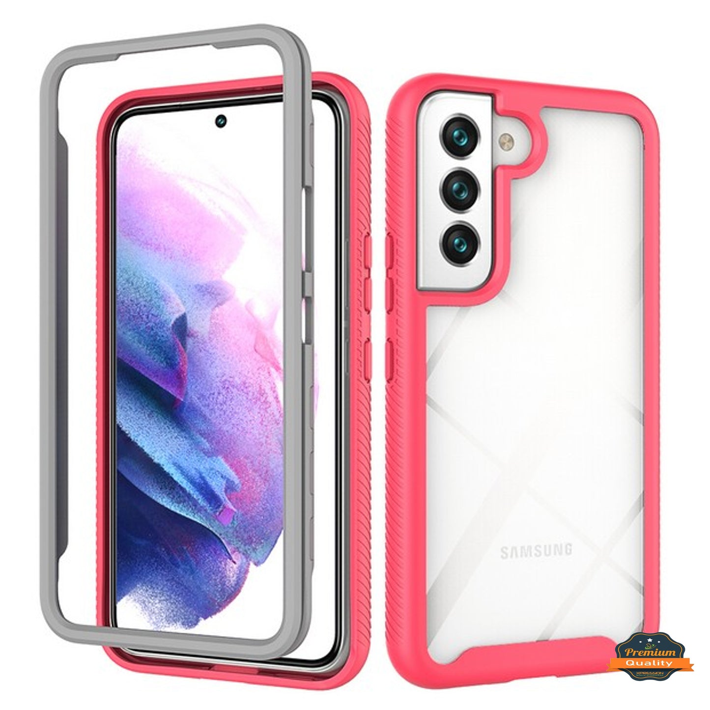 For Samsung Galaxy S22 Ultra Full Body Armor Slim Hybrid Double Layer Hard PC + TPU Transparent Back Rugged Shockproof  Phone Case Cover