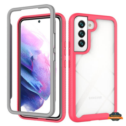 For Samsung Galaxy S22 Ultra Full Body Armor Slim Hybrid Double Layer Hard PC + TPU Transparent Back Rugged Shockproof  Phone Case Cover