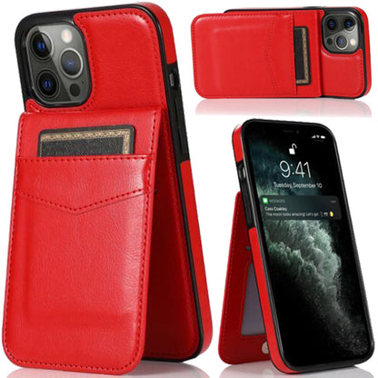 For Apple iPhone 13 Pro Max Wallet Case with Credit Card Holder Vertical Leather Kickstand Magnetic Buttons Flip Pouch  Phone Case Cover