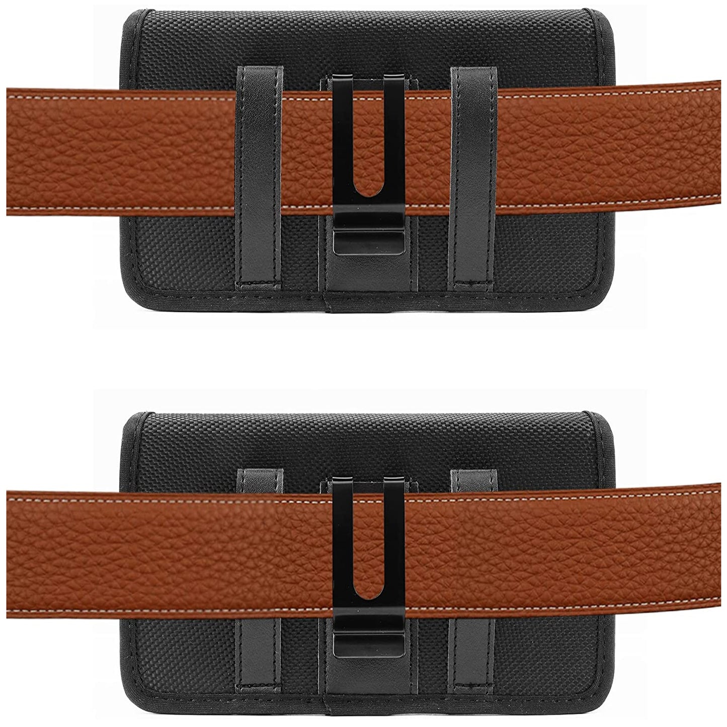 Universal Cell Phone Holster with Belt Clip & Card Slot Canvas Horizontal Pouch Waist Carrying Case Fit Apple iPhone 14/13/12 Pro Max 6.7" & Most Phone XL [6.57 x 3.35 x 0.6 in] Universal Canvas Pouch [Black]