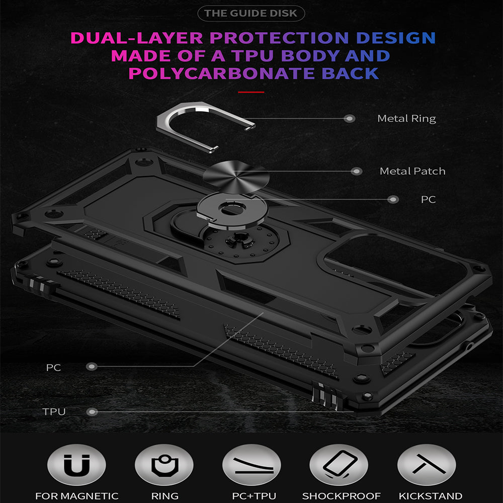 For Samsung Galaxy A53 5G Military Grade Heavy Duty Armor Hybrid with Rotating Metal Ring Kickstand Finger Loop Stand  Phone Case Cover