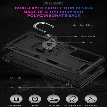 For Samsung Galaxy A53 5G Military Grade Heavy Duty Armor Hybrid with Rotating Metal Ring Kickstand Finger Loop Stand  Phone Case Cover
