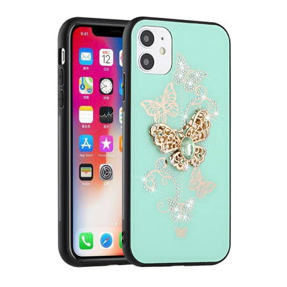For Apple iPhone 13 (6.1") 3D Diamond Bling Sparkly Glitter Ornaments Engraving Hybrid Armor Rugged Fashion  Phone Case Cover