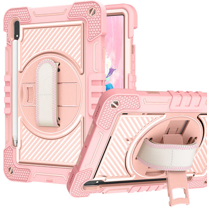 Case for Samsung Galaxy Tab A8 10.5 inch (2022) Hybrid 3in1 Multi-Functional Tablet Case with Hand, Shoulder Strap, Pencil & Stand Holder Rose Gold Tablet Cover