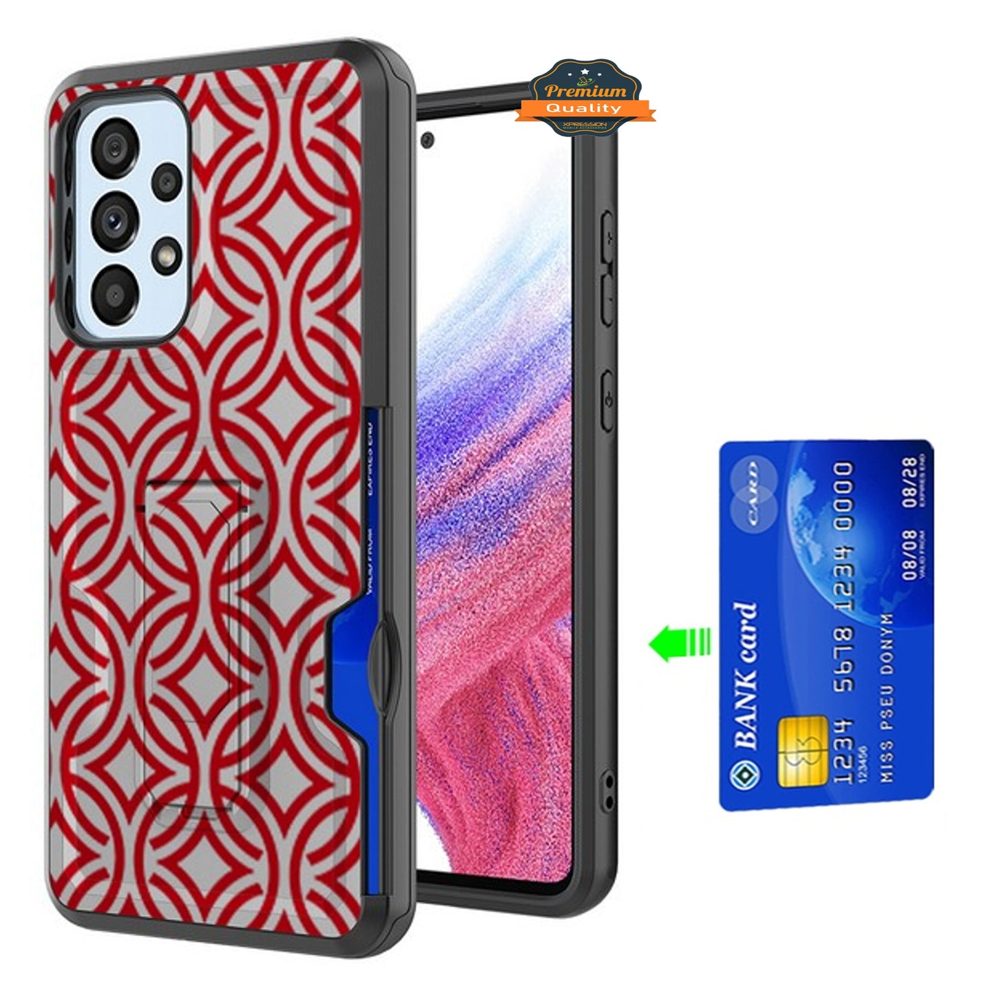 For Samsung Galaxy A03S Hidden Wallet Credit Card Slots with Kickstand Back Design Fashion Hybrid Shockproof Hard  Phone Case Cover