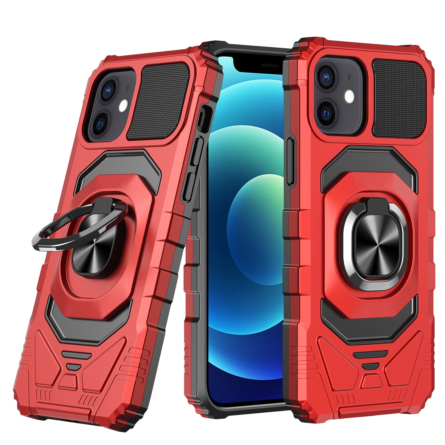 For Apple iPhone 14 (6.1") Hybrid Dual Layer with Rotate Magnetic Ring Stand Holder Kickstand, Rugged Shockproof  Phone Case Cover