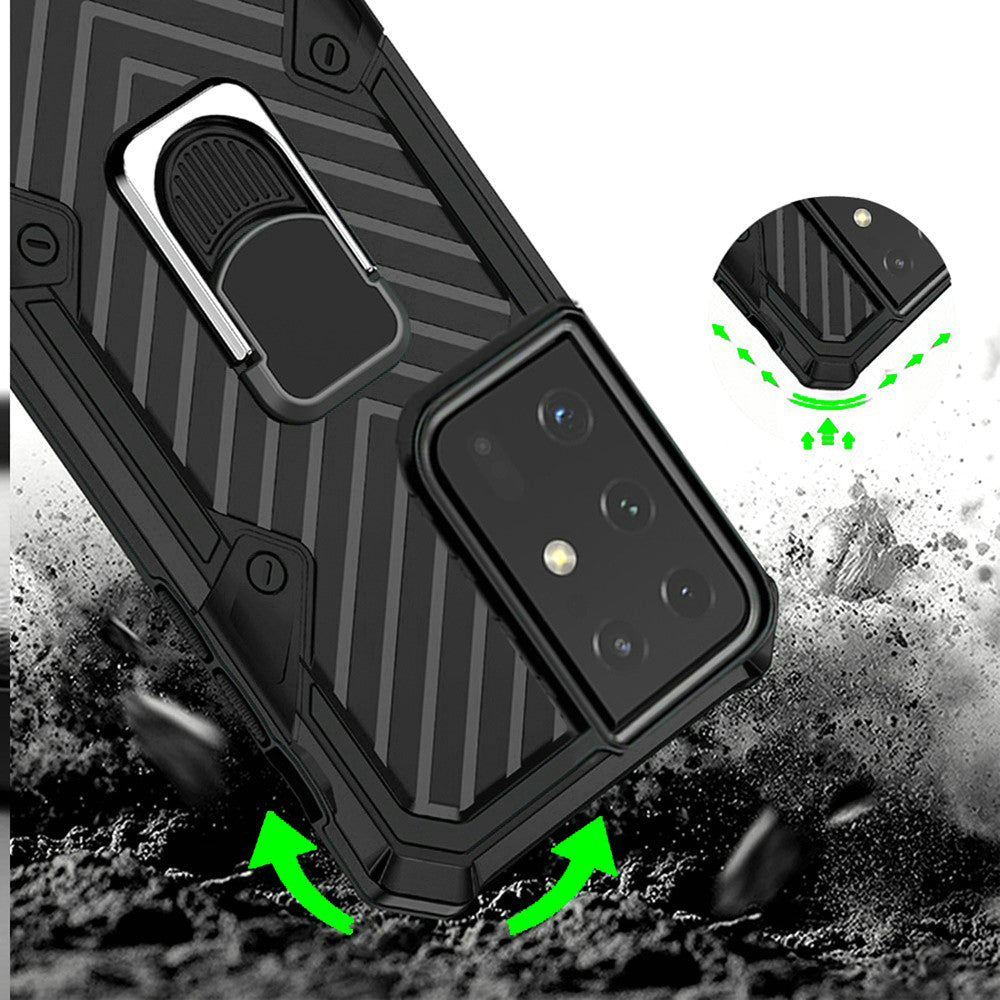 For Apple iPhone 13 (6.1") with Magnetic Ring Holder 360° Rotating Kickstand PC & TPU Dual Layer Hybrid Full-Body Drop Proof Rugged  Phone Case Cover