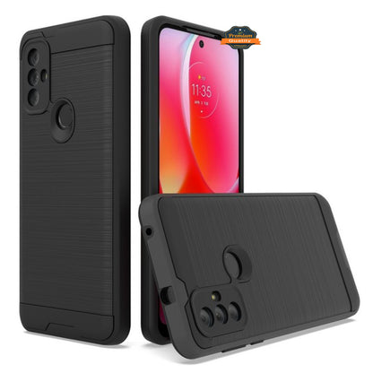 For Motorola Moto G Pure Rugged TPU Hard PC Brushed Metal Texture Hybrid Dual Layer Defender Armor Shock Absorbing  Phone Case Cover