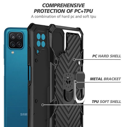 For Samsung Galaxy S21 FE /Fan Edition with Magnetic Ring Holder 360° Rotating Kickstand PC & TPU Dual Layer Hybrid Full-Body Drop Proof Rugged  Phone Case Cover