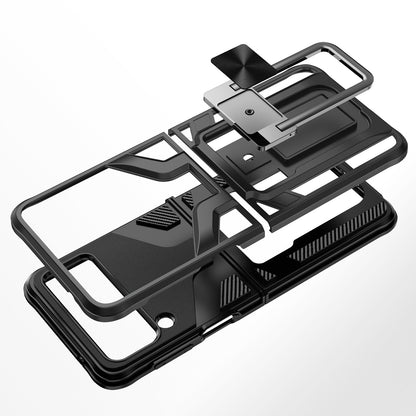 For Samsung Galaxy Z Flip 3 5G Shockproof [Military-Grade] with Metal Magnetic Kickstand, Hybrid Rugged TPU Heavy Duty  Phone Case Cover