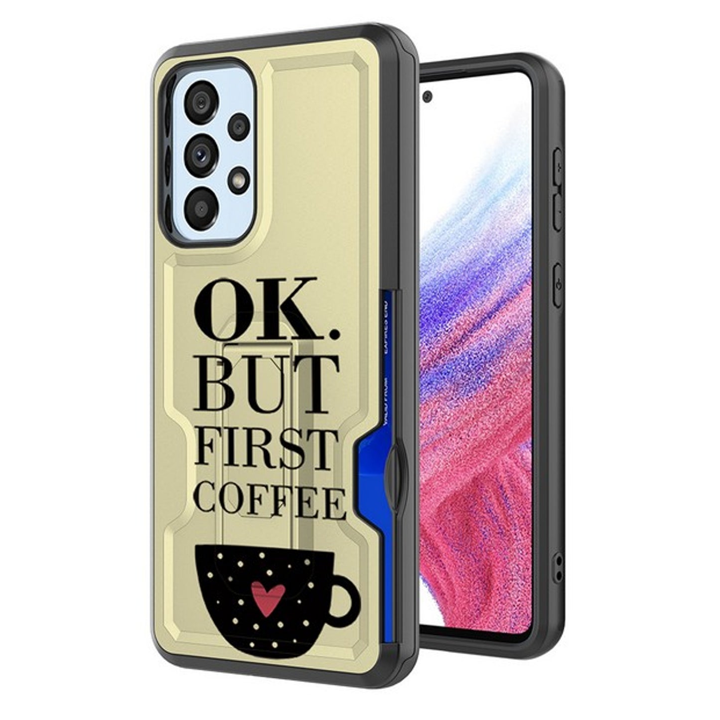 For Samsung Galaxy A03S Hidden Wallet Credit Card Slots with Kickstand Back Design Fashion Hybrid Shockproof Hard  Phone Case Cover