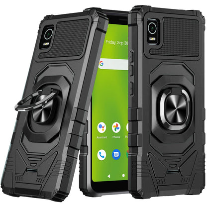 For Cricket Debut Smart Hybrid Dual Layer with Rotate Magnetic Ring Stand Holder Kickstand, Rugged Shockproof Protective  Phone Case Cover