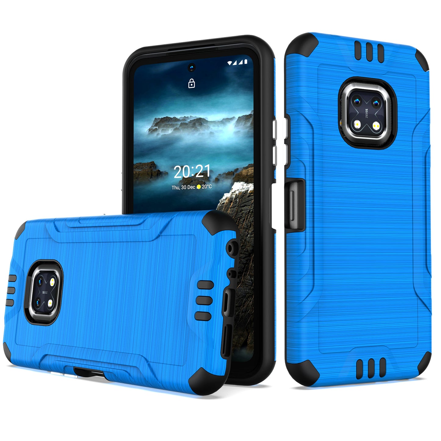 For Nokia XR20 Hybrid Dual Layer Slim Defender Armor Tuff Metallic Brush Texture Finishing Shockproof Hard PC + TPU Rubber  Phone Case Cover