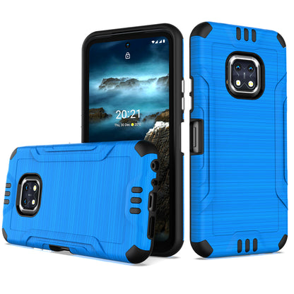 For Nokia XR20 Hybrid Dual Layer Slim Defender Armor Tuff Metallic Brush Texture Finishing Shockproof Hard PC + TPU Rubber  Phone Case Cover