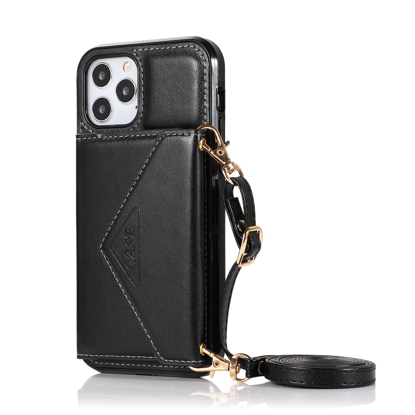 For Apple iPhone 13 Pro Max (6.7") Wallet Case Credit Card ID Holder Lanyard Detachable Neck Strap Flip Slim PU Leather  Phone Case Cover