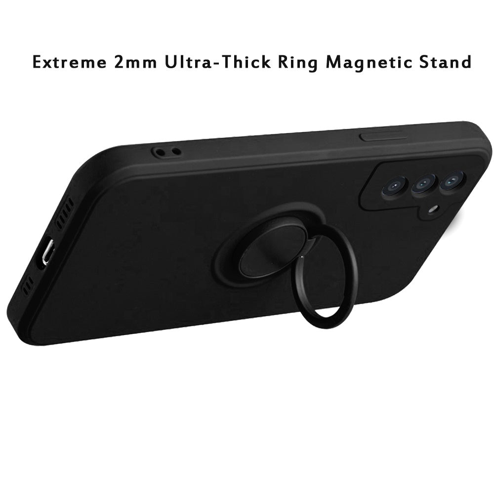 For Samsung Galaxy S22 Slim Silicone Soft Rubber Hybrid with Ultra-Thick Ring Magnetic Stand Holder Car Mount Supported Hard Protective  Phone Case Cover