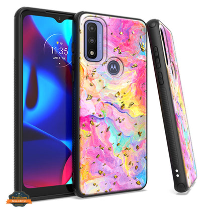For Motorola Moto G Power 2022 Marble Fashion Stone Stylish Flake Glitter Bling Hybrid Ultra Slim Glossy TPU Rubber Hard PC Protection  Phone Case Cover