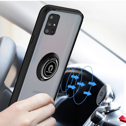 For Samsung Galaxy A71 5G Hybrid Protective PC & TPU Shockproof with 360° Rotation Ring Magnetic Metal Stand & Covered Camera  Phone Case Cover
