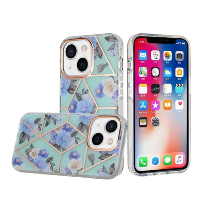 For Apple iPhone 14 (6.1") Fashion Floral IMD Design Flower Pattern Hybrid Protective Hard Rubber TPU Slim Back  Phone Case Cover