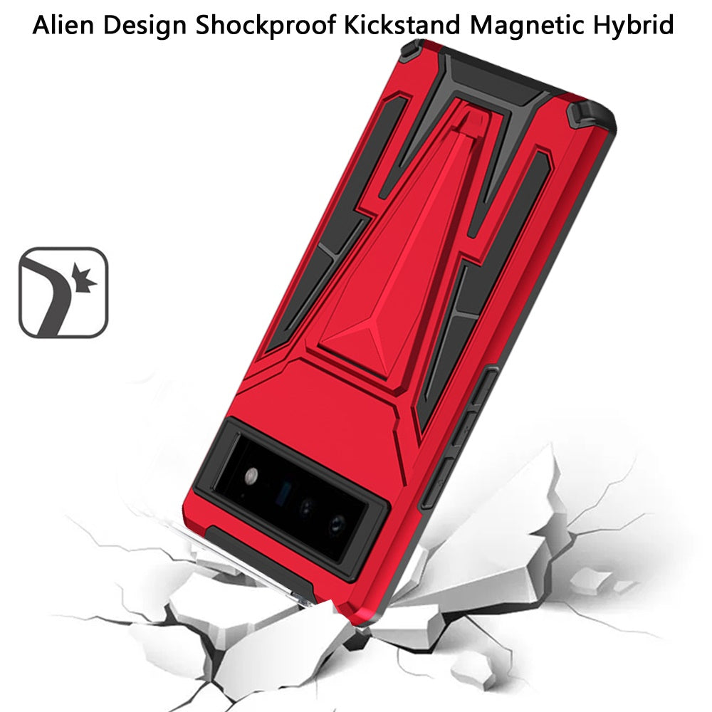 For Samsung Galaxy A23 5G Heavy Duty Protection Hybrid Built-in Kickstand Rugged Shockproof Military Grade Dual Layer Red Phone Case Cover