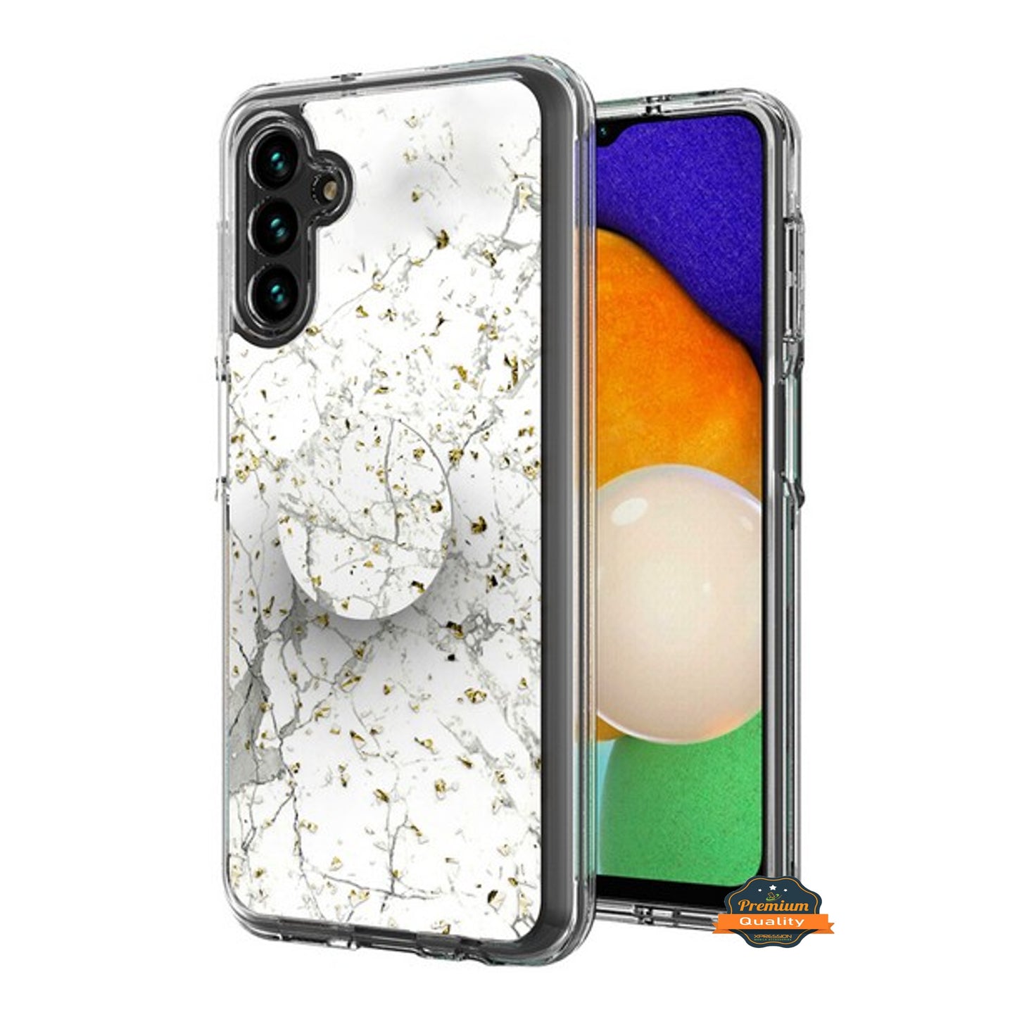 For Samsung Galaxy A13 5G Elegant Pattern Design Bling Glitter Hybrid Cases with Ring Stand Pop Up Finger Holder Kickstand  Phone Case Cover