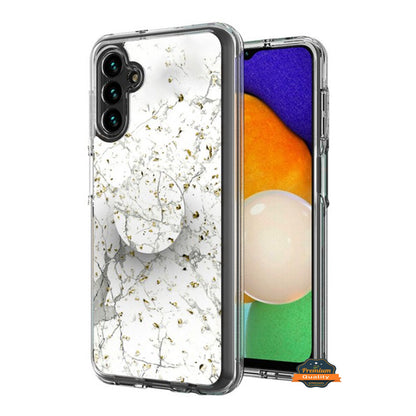 For Samsung Galaxy A13 5G Elegant Pattern Design Bling Glitter Hybrid Cases with Ring Stand Pop Up Finger Holder Kickstand  Phone Case Cover