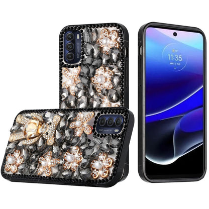 For Motorola Moto G Stylus 5G 2022 Bling Clear Crystal 3D Full Diamonds Luxury Sparkle Transparent Rhinestone Hybrid  Phone Case Cover
