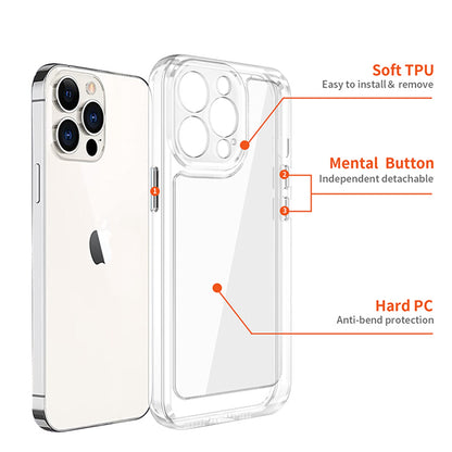 For Apple iPhone 12 Pro Max (6.7") Ultra-Thin Transparent Hybrid Soft Silicone TPU and Hard PC Shockproof Tone Frame Bumper Clear Phone Case Cover