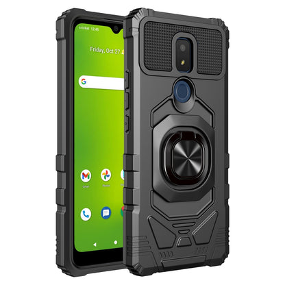 For Cricket Icon 3 Full-Body 2in1 Magnetic Car Mount Metal Ring Holder Kickstand Heavy Duty Hybrid Armor Defender  Phone Case Cover