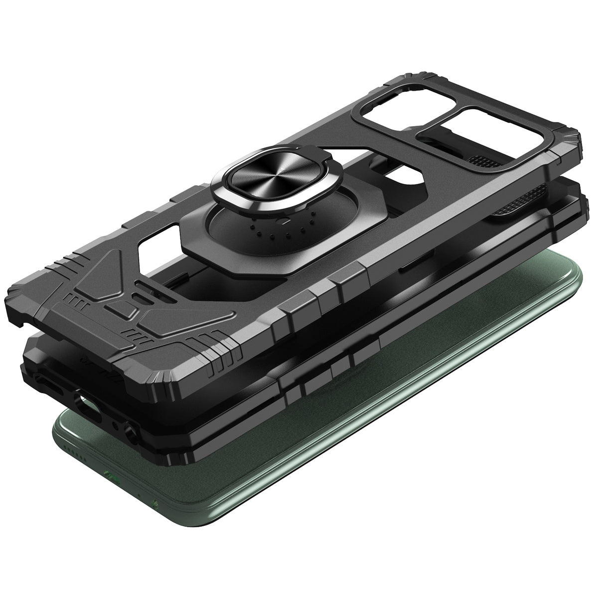 For TCL 20 XE Hybrid Dual Layer with Rotate Magnetic Ring Stand Holder Kickstand, Rugged Shockproof Anti-Scratch Protective  Phone Case Cover